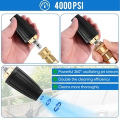 Turbo Nozzle Pressure Washer Tips, Durable Ceramic Core, 360° Rotating Pres