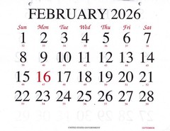 Unicor 2025 Fed Wall Calendar, Qty=1, Individual, Single, Displays 3 Months …