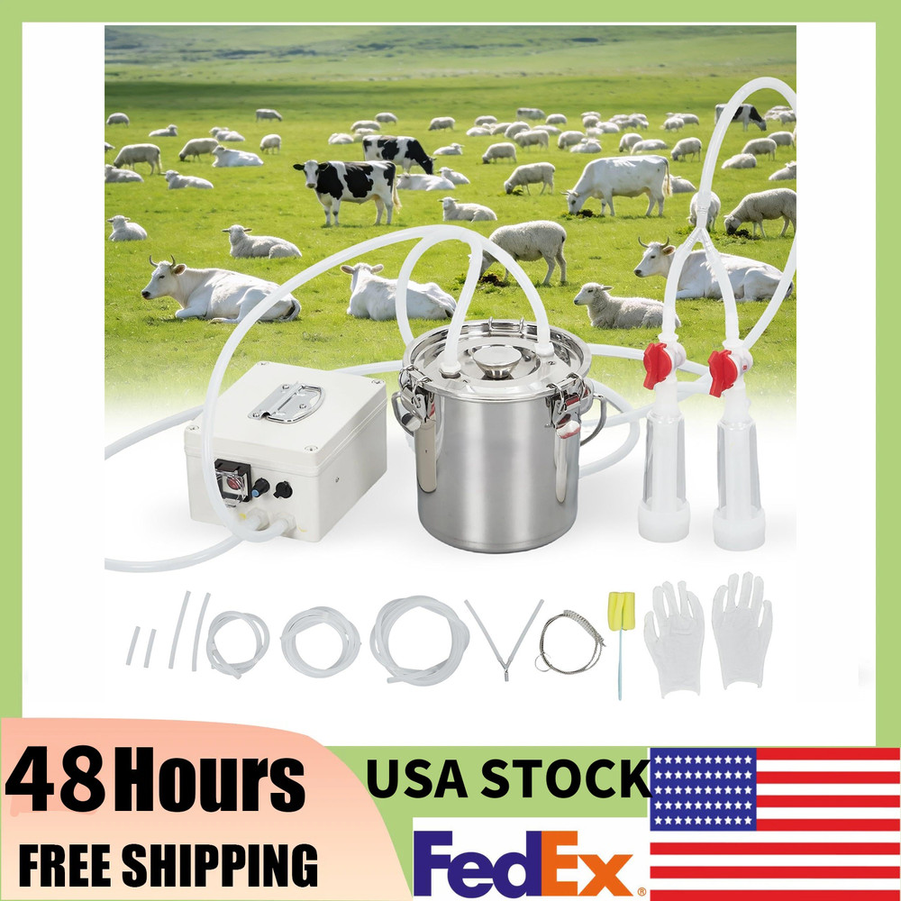 ⚡Electric Automatic Goat Milking Machine 3L W/304 Stainless Steel Bucket & Tubes