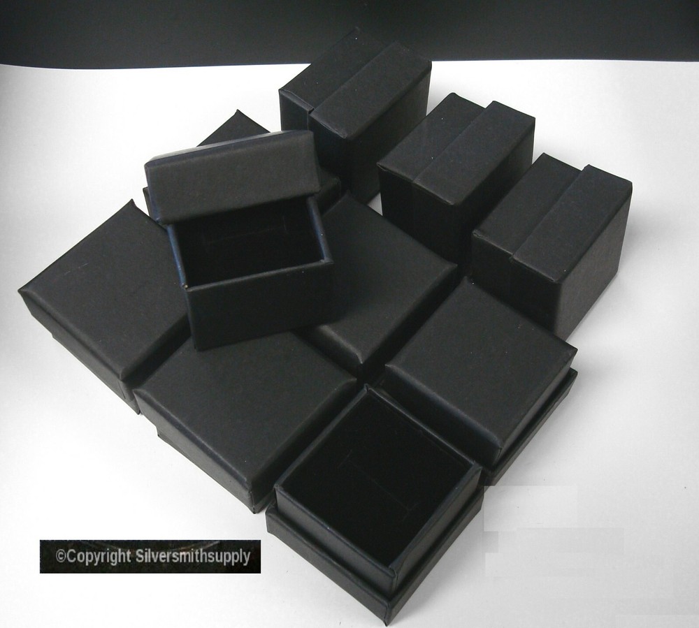 Ring Box jewelry displays 10 Matte Black 2″ cardboard ring gift boxes JD041