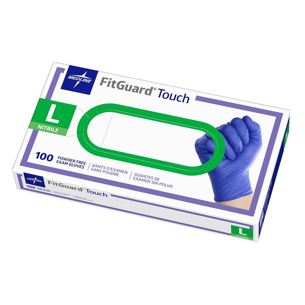 Medline Touch Nitrile Exam Gloves, 100 Count, Large, Powder Free, Disposable,…