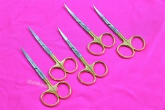 NEW 5 EA Premium GERMAN TC Iris Scissors 4.5″ Curved Surgical Dental Instruments