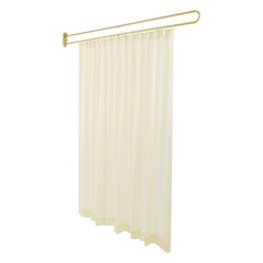 Gold U Shaped Room Divider Curtain Wall Mounted Privacy Partition Beige Sheer