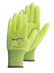 PIP 34-874FY MaxiFlex Ultimate HI VIS Micro Foam Nitrile Grip WORK GLOVES 12 PR
