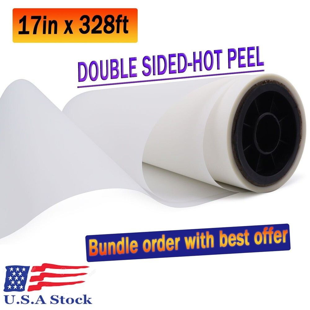 US Stock 17″ x 328 FT DTF Transfer Film Premium Roll Hot Peel Double Sided