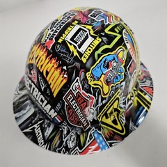 full brim hard hat custom hydro dipped IN ELECTRICIAN EXTREME STICKER BOMB NEW