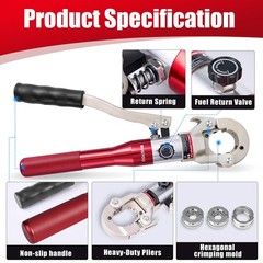 ROGVOC Propress Tool, Hydraulic Pipe Crimping Tool with 1/2, 3/4, 1 Inch Jaw