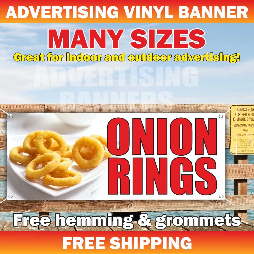 ONION RINGS Advertising Banner Vinyl Sign deep fried crispy ring French fries
