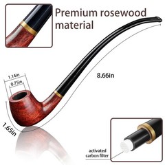 Joyoldelf Rosewood Churchwarden Tobacco Pipe – Complete Starter Set