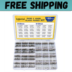 Fast Blow Glass Fuse Assortment Kit 24 Values Glass Fuses 250V 5X20Mm 0.5A 1A