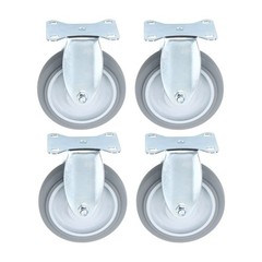 4 Pieces 1400 Pounds Heavy Duty 5″ Industrial Casters Fixed Rubber Casters Grey