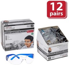 Crystal Kids Clear Lens Color Temple Variety Safety Glasses (Pack of 12)