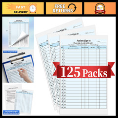 125 Patient Sign-In Sheets, HIPAA Compliant, Adhesive Peel-Off NCR Forms for Cli