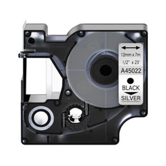 5PK D1 45022 12mm Black on Sliver Tape For DYMO LabelManager 120P 100 220P 260P