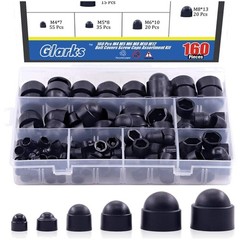 160Pcs Black Bolt Covers Screw Caps Kit M4 M5 M6 M8 M10 M12