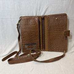 Planner Perfect Traveler’s Notebook Wallet w/ Purse Strap – Brown Alligator Skin