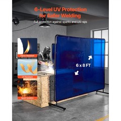 Uimoso 6 x 8 FT Flame-Resistant Vinyl Welding Curtain with Frame