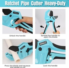 SHALL PVC Pipe Cutter,2-1/2”,Heavy-Duty Aluminum Ratchet Pipe Cutter