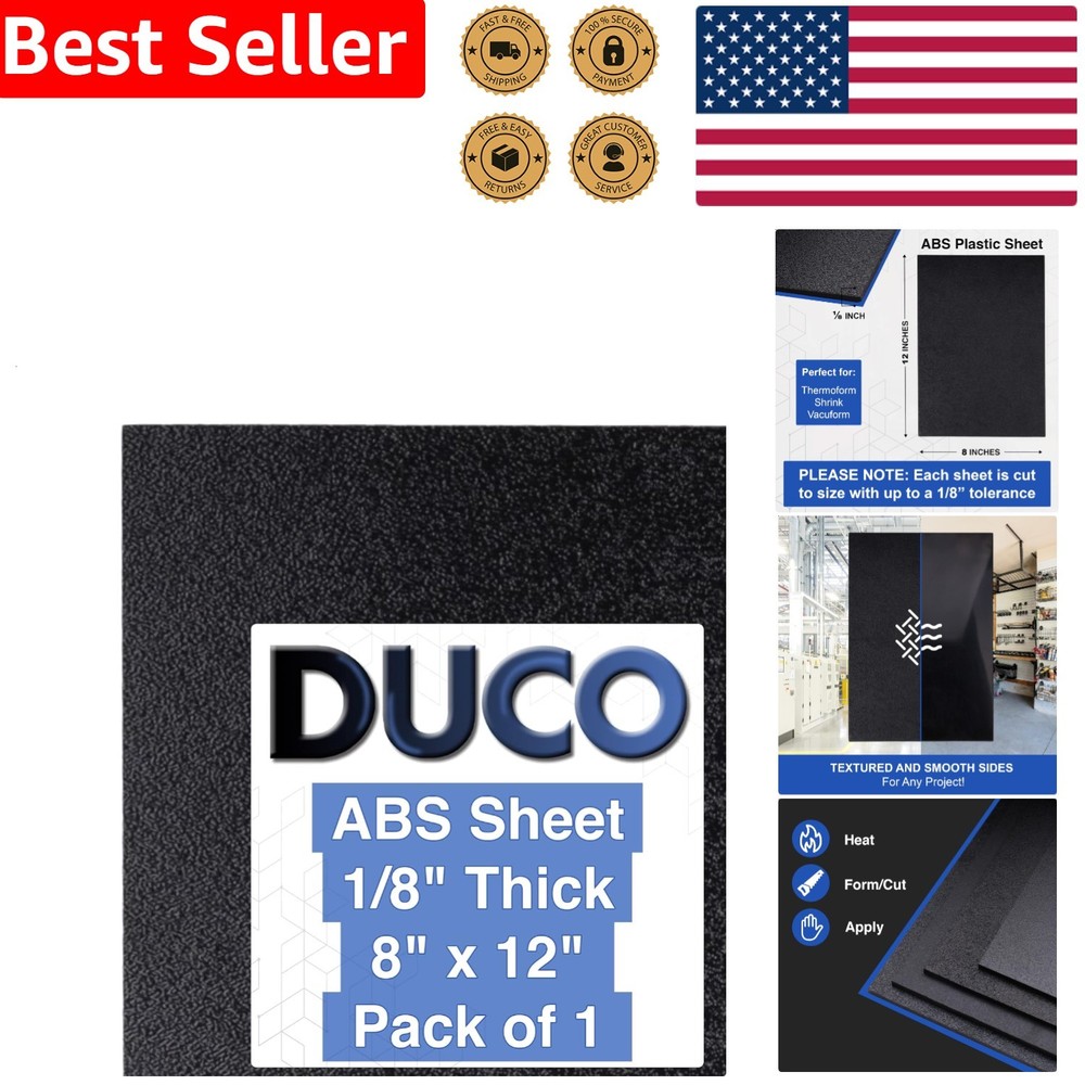 Versatile Black ABS Plastic Sheet 3mm 8×12 USA Textured Matte DIY