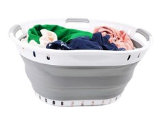 SAMMART 25L (6.6 gallon) Collapsible Plastic 19.8″ x 14.7″ x 10″, White/Grey
