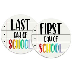 MDPrints First And Last Day of School Board 8 Inch Round Wooden Double Sided