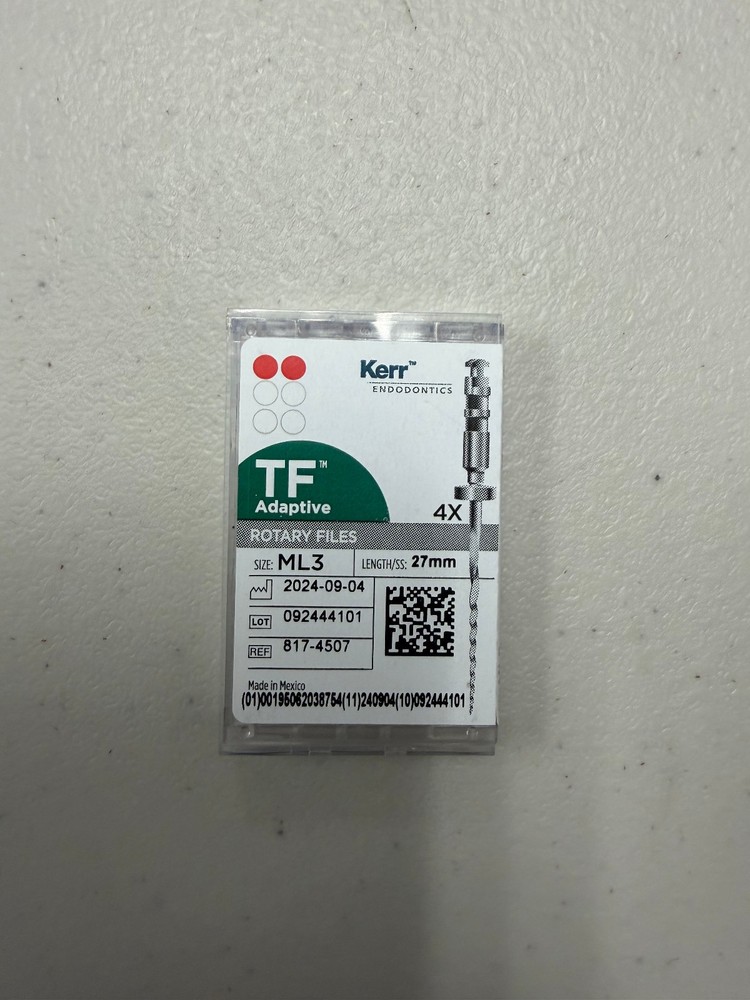 *4-Pieces* Kerr SybronEndo TF Adaptive Hand Files Size-ML3 Length 27mm 8174507