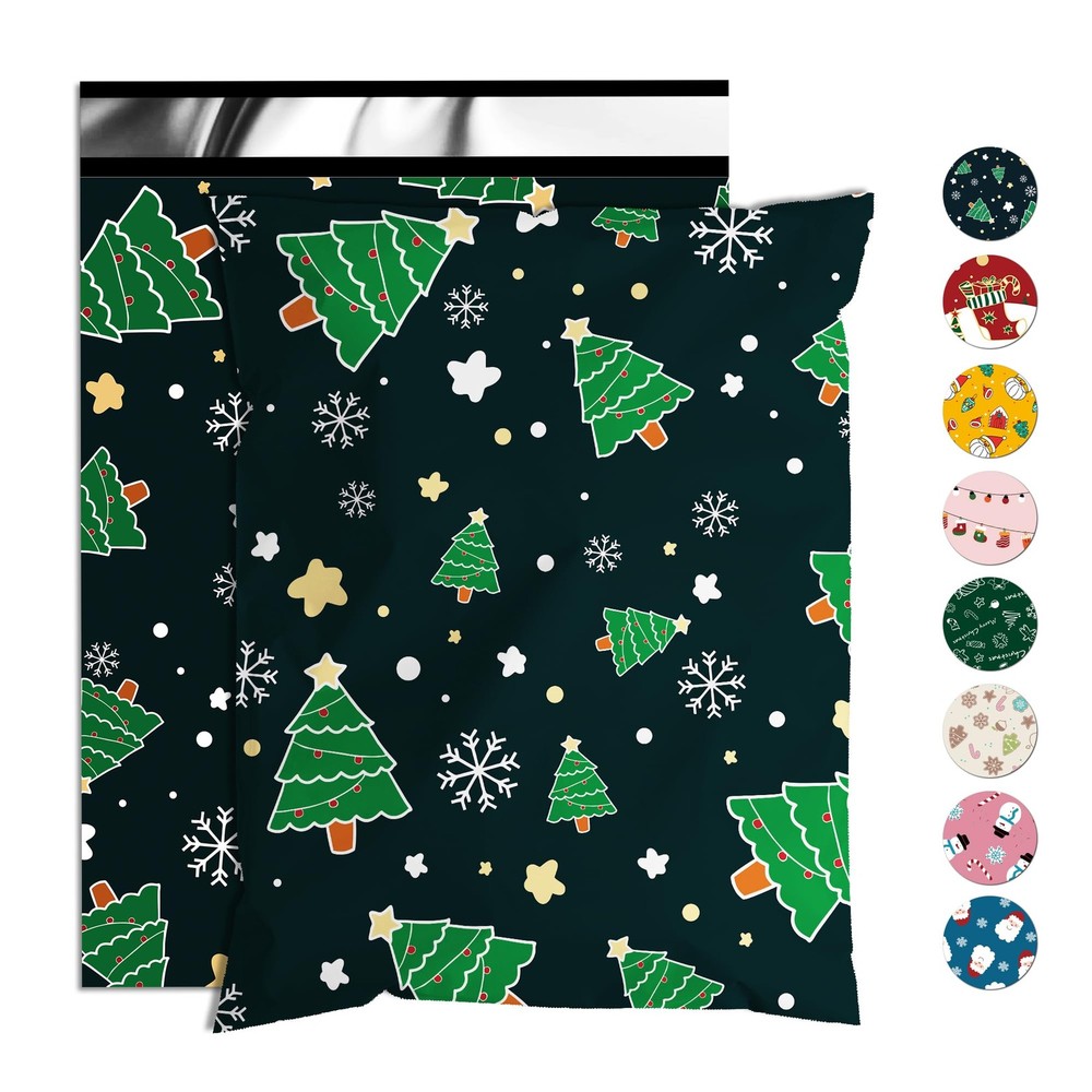 25 PCS Christmas Poly Mailer 10×13 Inch Waterproof Shipping Bags Tree Printed