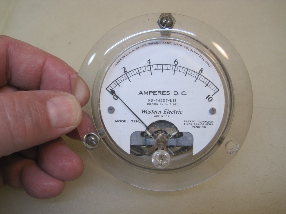 Vintage Western Electric KS-14507-L18 DC Amps Panel Meter Triplett 321-L B8625