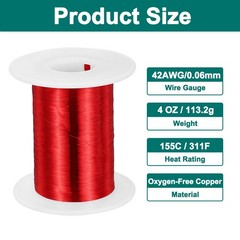 42AWG Magnet Wire 42Gauge Enameled Copper Wire 4 oz Magnetic Coil Wire 155C 311F