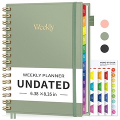 Undated Planner, Weekly and Monthly Calendar, 53 Weeks and 12 Months, A5 (6.3…