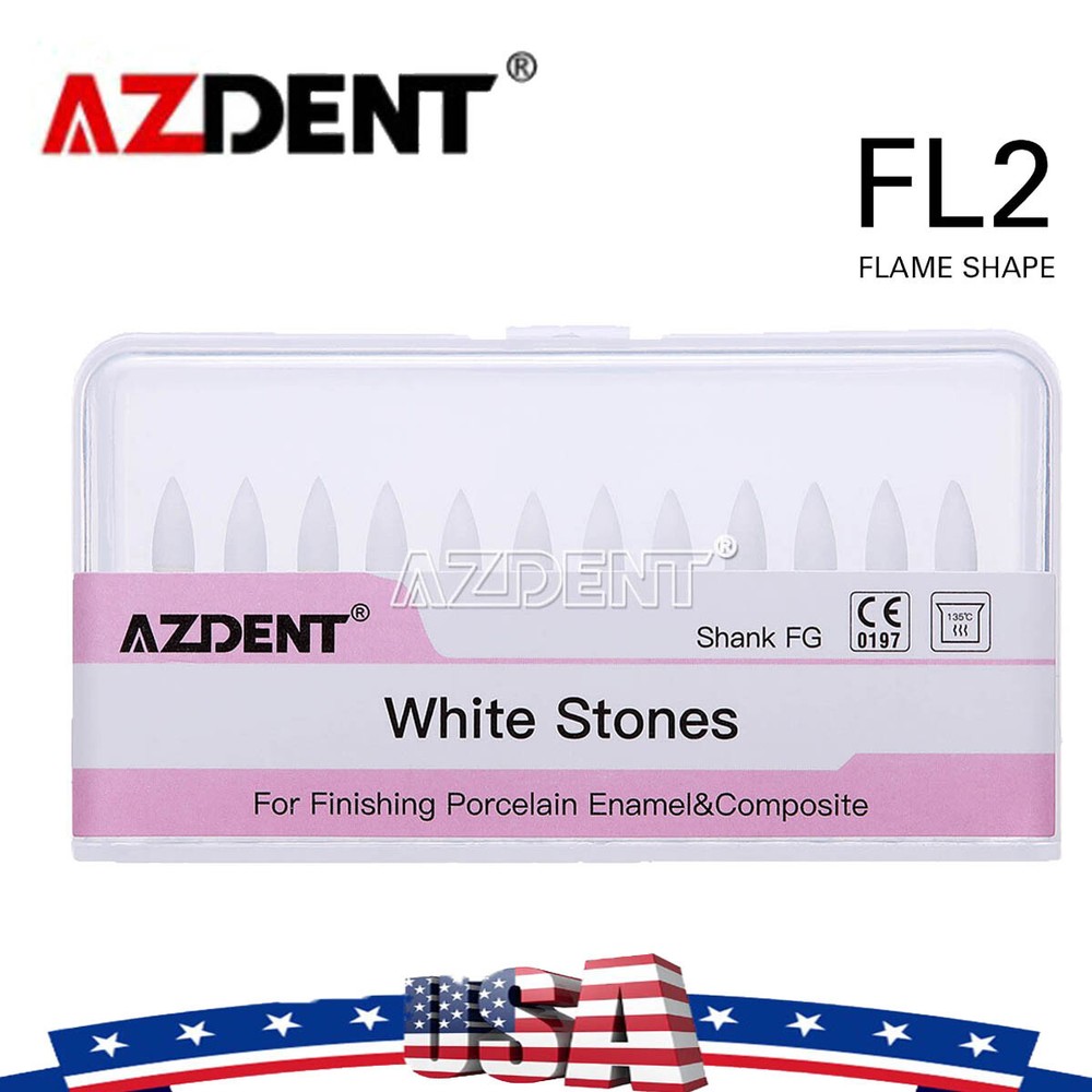 AZDENT Dental Polishing Stones Flame FL2 FG Burs Arkansas Stone Meta CW1064