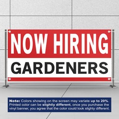 Now Hiring Gardeners 13 oz Heavy Duty Vinyl Banner Jobs Available Groundskeeper