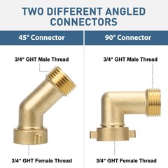 2pcs Brass 45° 90° Garden Hose Elbow Connector 3/4″ Adapter w/ Washer Heavy Duty