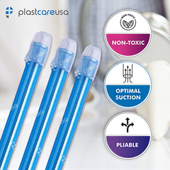 1000 (10 Bags) Blue Clear Dental Saliva Ejectors Ejector Disposable Suction Tips