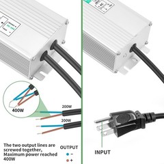 High PF 24V 400W LED Driver Power Supply, 90-170V AC to 24V DC Converter, IP6…