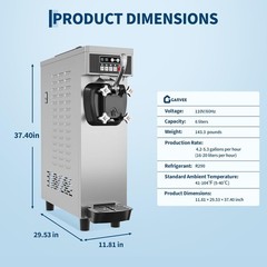 1500W Commercial Ice Cream Machine Countertop Soft Serve Ice Cream Maker