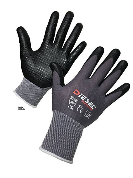12-Pair Diesel D’LUXE Glove Ultra-Lightweight breathable Dotted palms Small – XL