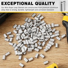 500 Pcs Aluminum Crimping Loop Sleeves 1/16″ Wire Rope Ferrules for Cable Ends