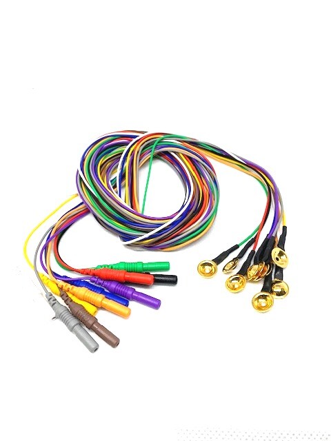 Gold Cup EEG Electrodes Teflon Molded End 120-Inch 10/pk Multi-color 2Pk/Lots
