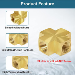 Midanya 1/4 x 1/4 x 1/4 x 1/4 Inch NPT Female Thread Adapter Cross Pipe Fitting