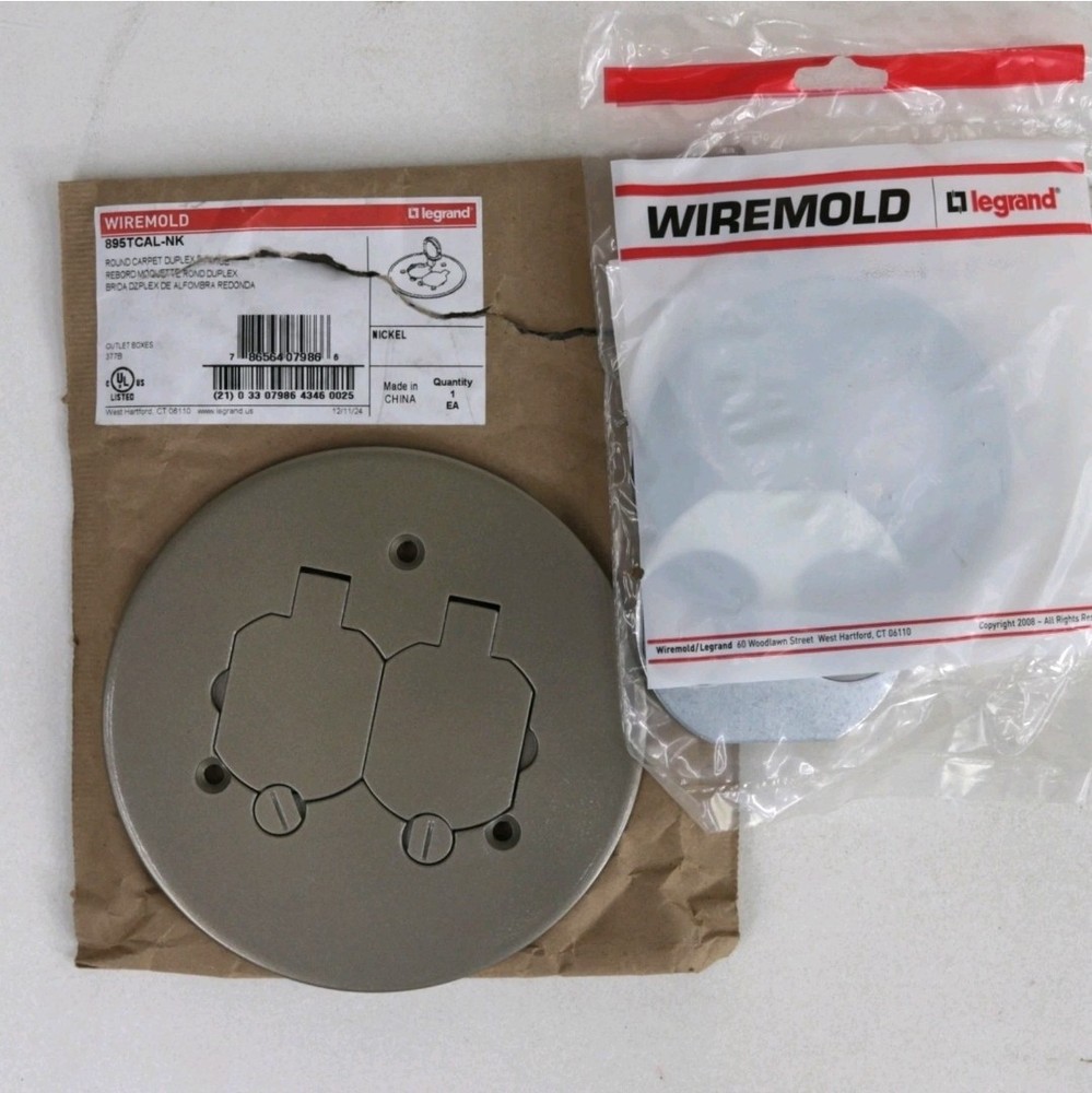 **3PCS** Wiremold 895TCAL-NK Round Carpet Duplex Flange Nickel Finish