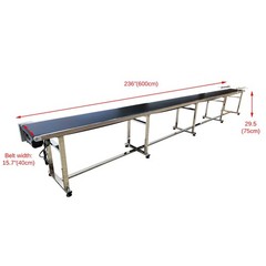 236*15.7in Black PVC Belt Conveyor Stainless Steel Body Adjustable Speed 370W