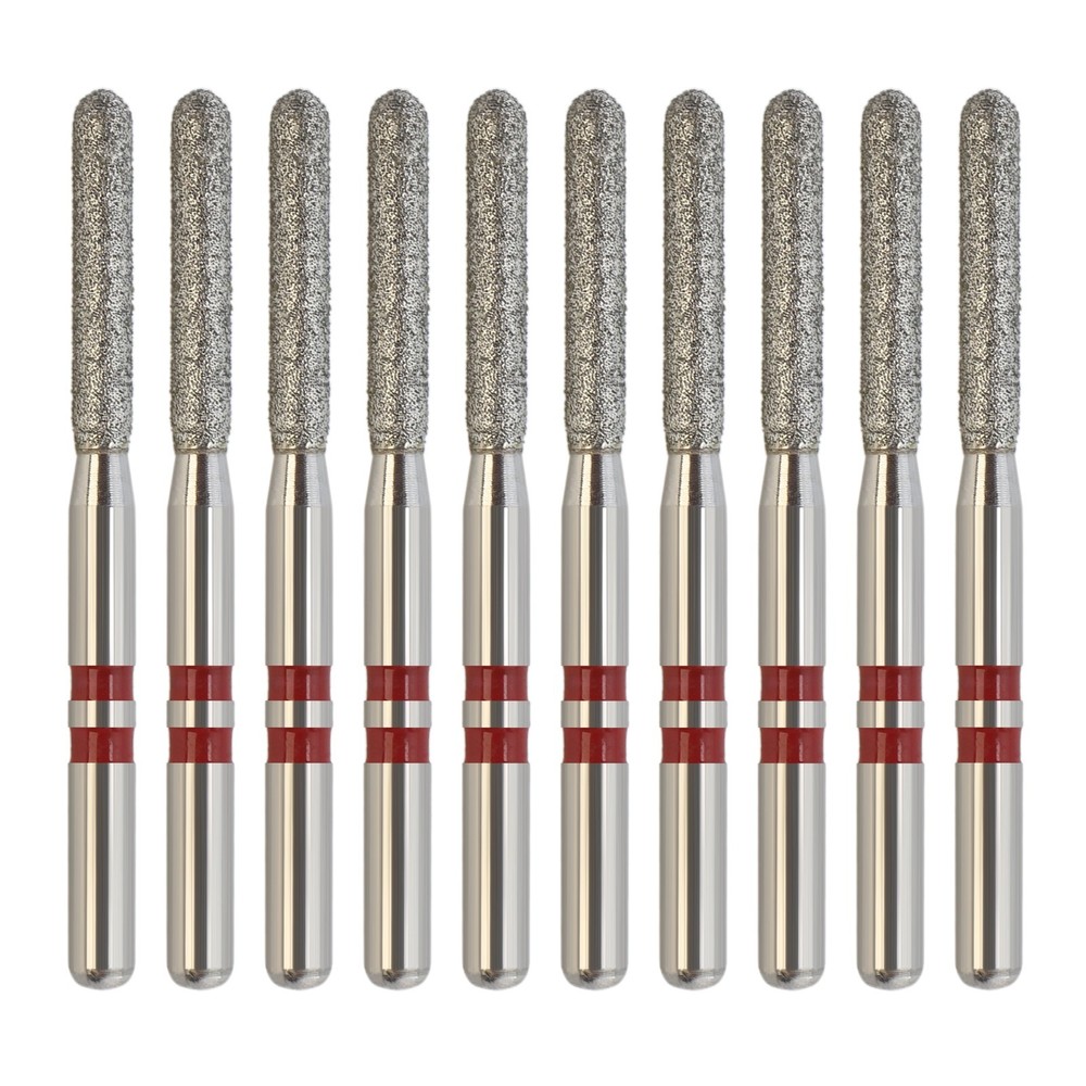 Zirconia Cutting Burs Diamond FG Z881/014F Round End Cylinder Fine Grit Red