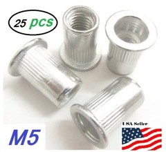 25pcs Flat Head Aluminum M5 Rivet Nut Rivnut Nutsert M5x0.8