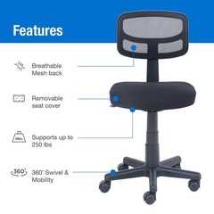Mesh Task Chair Plush Padded Seat Black Adjustable Office Chair