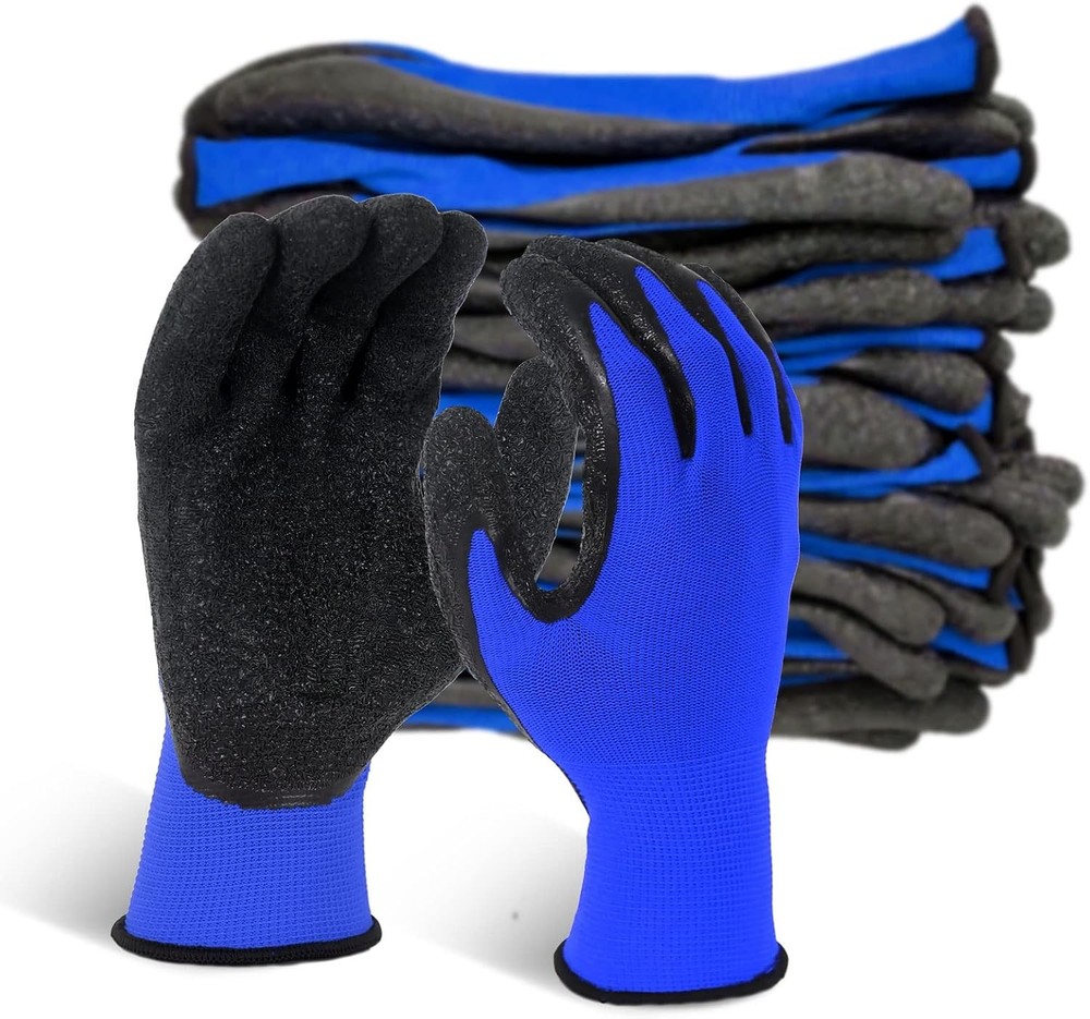 Crinkle Latex Rubber Hand Coated Safety Work Gloves for Men Women General Multi