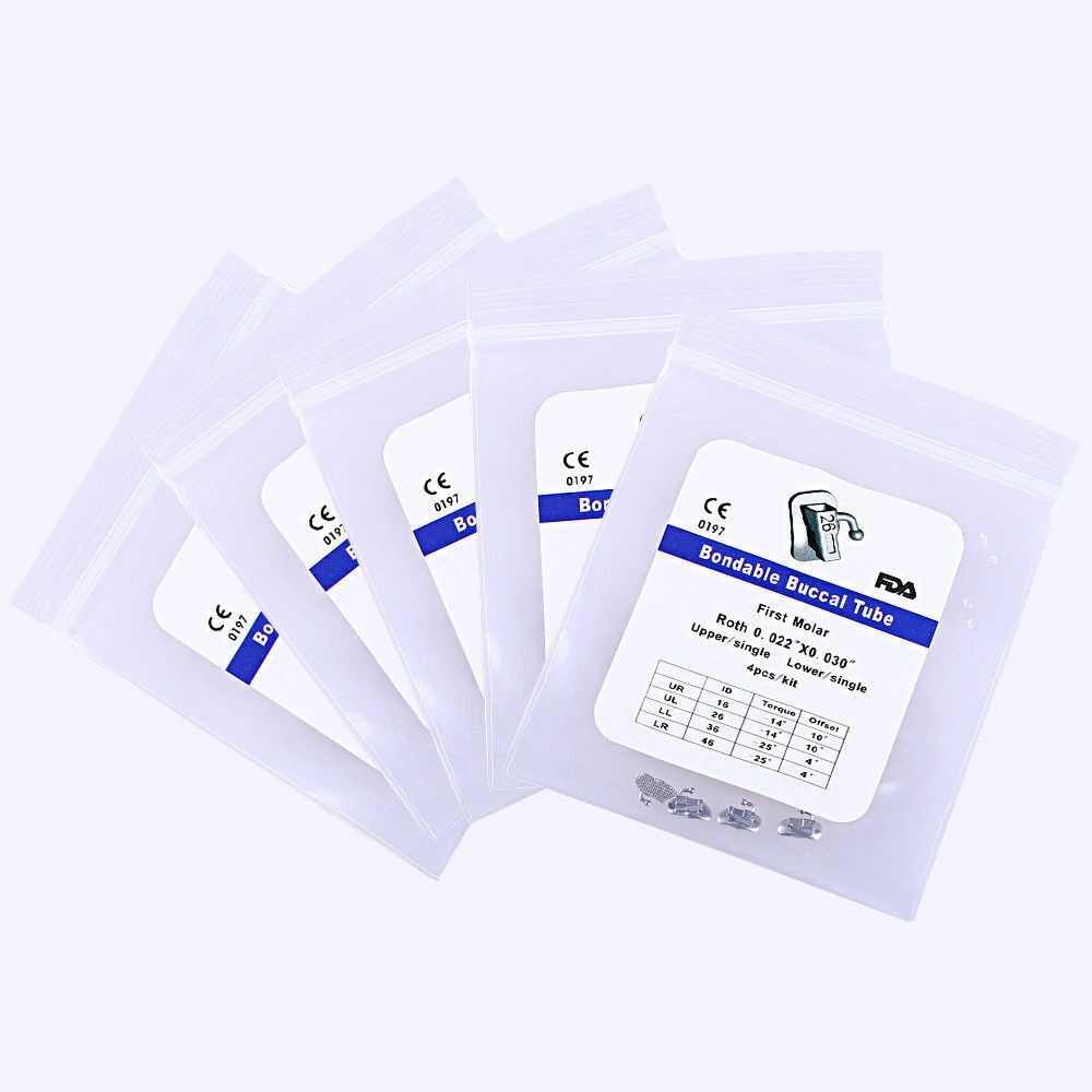 6 Model Dental Orthodontic Buccal Tubes MBT/Roth/Edge 022 1st/2nd Molar Non-Conv