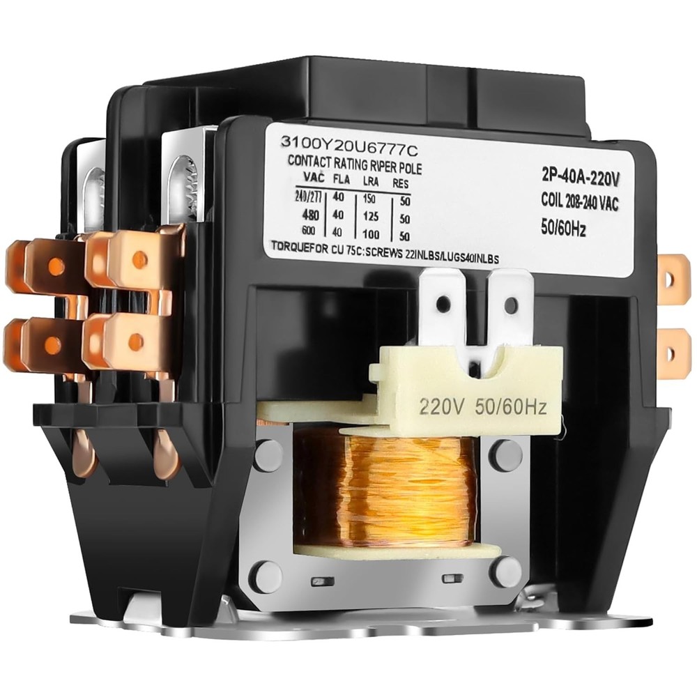 HVAC 2 Pole 40 Amp HVAC Contactor 220V Coil AC Condenser Heat Pump Replacement