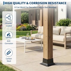 4×4 Steel Post Base Bracket 10 Pcs 3.6″ x 3.6″ Heavy Duty for Wood Post Anchor