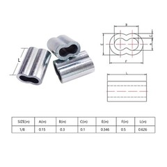 HIGOOD Aluminum Swage Sleeves for Wire Rope Dia 1/8″, Aluminum Alloy, PK 100